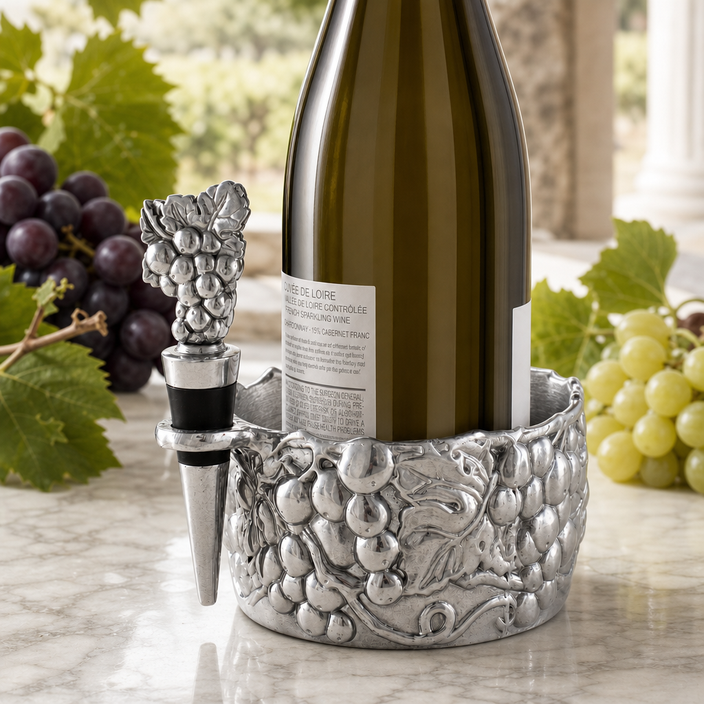 Grape Wine Caddy and Stopper Set 3