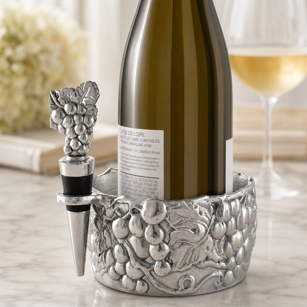 Grape Wine Caddy and Stopper Set 8
