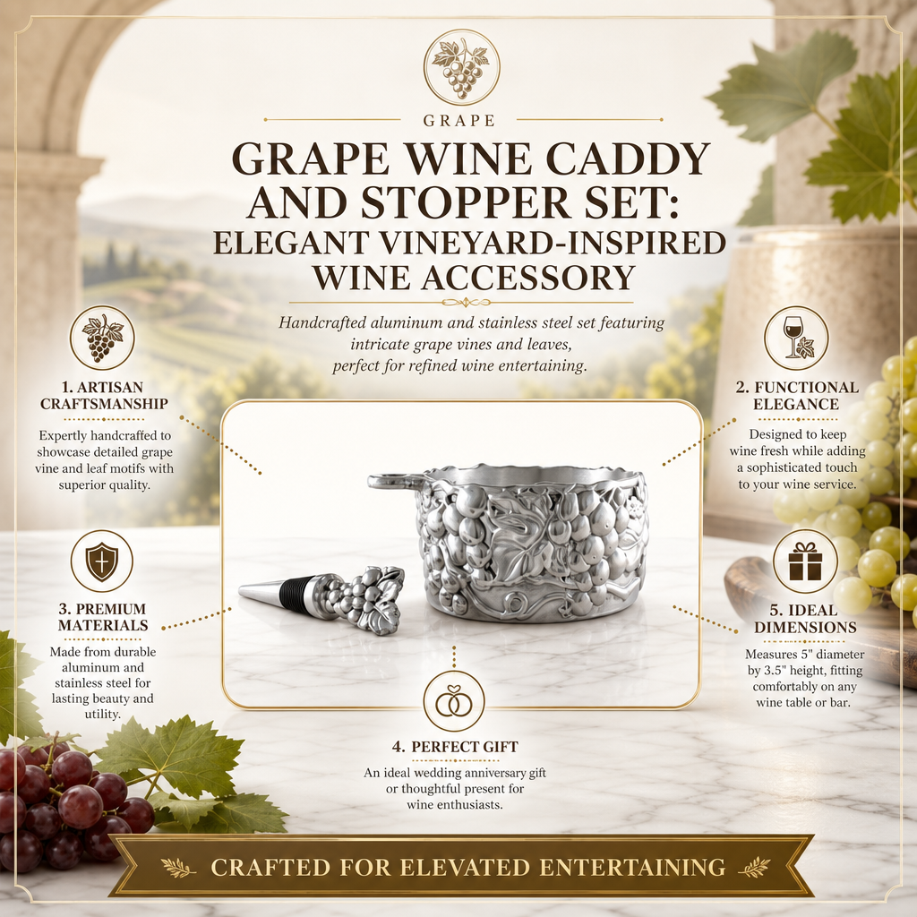 Grape Wine Caddy and Stopper Set 11