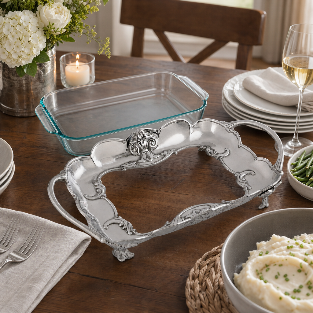 Fleur-De-Lis Pyrex Holder 3qt 7