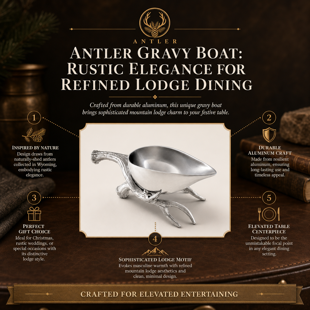 Antler Gravy Boat: Rustic Elegance for Refined Lodge Dining