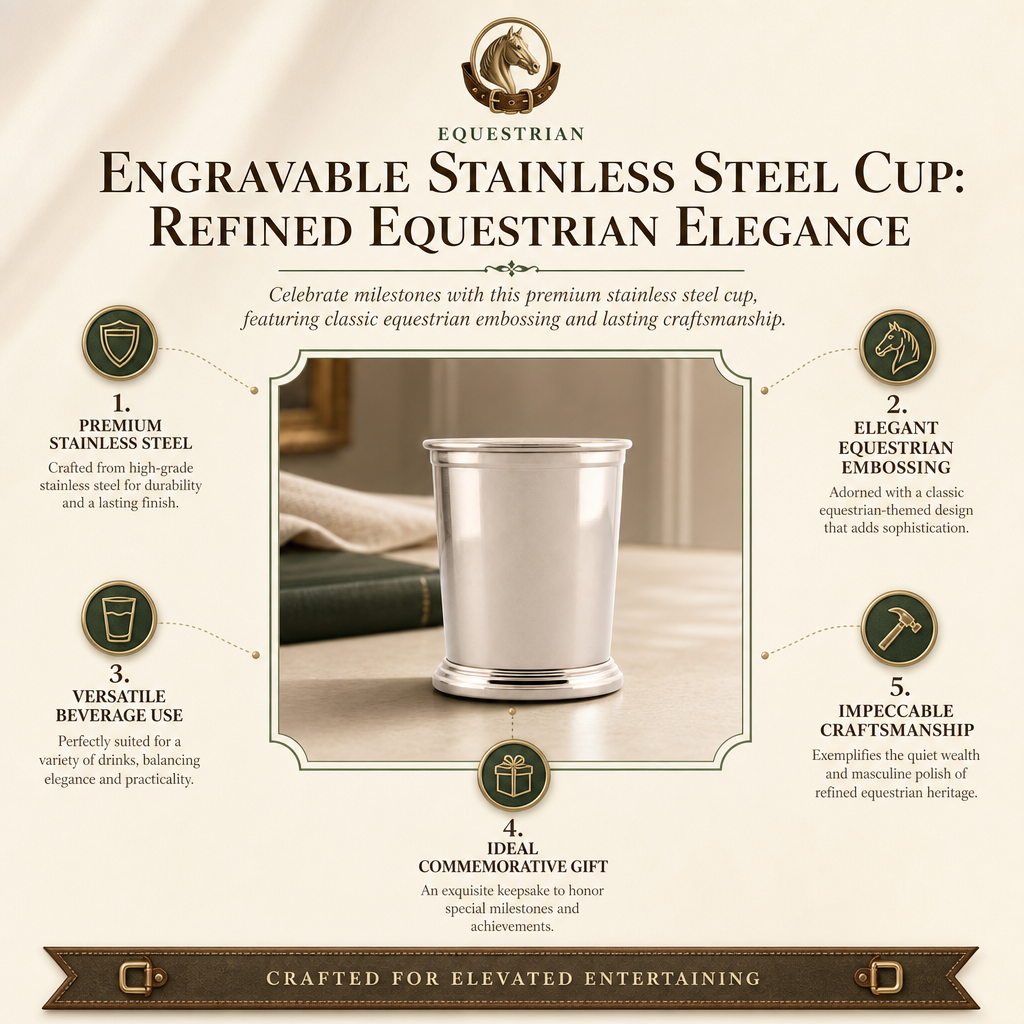 Engravable Stainless Steel Cup: Refined Equestrian Elegance