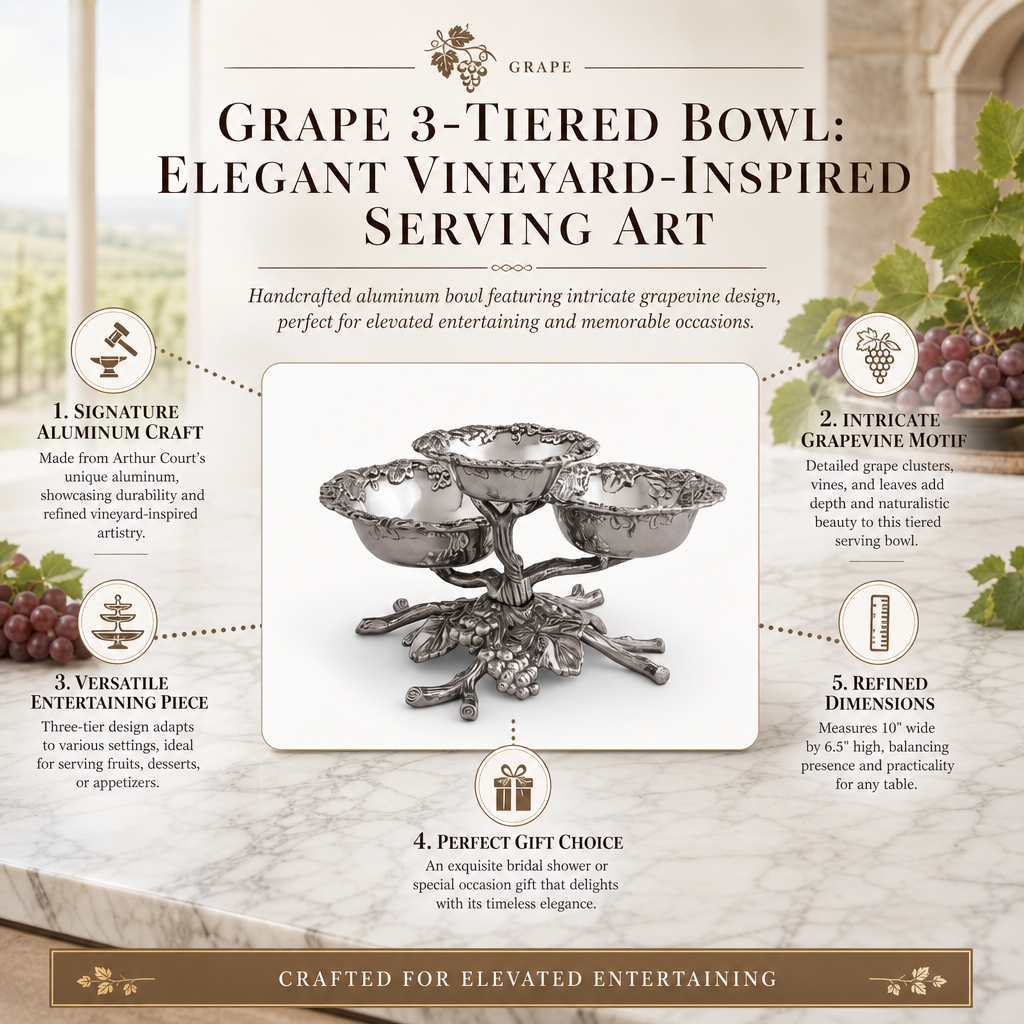 Grape 3-Tiered Bowl: Elegant Vineyard-Inspired Serving Art