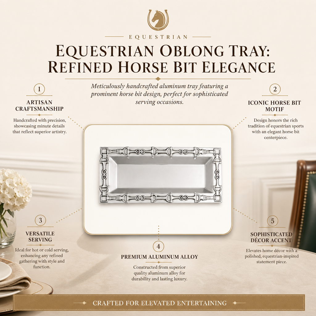 Equestrian Oblong Tray: Refined Horse Bit Elegance