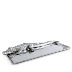 A unique alligator-themed decorative tray viewed from a side angle, ideal for modern classic home decor.