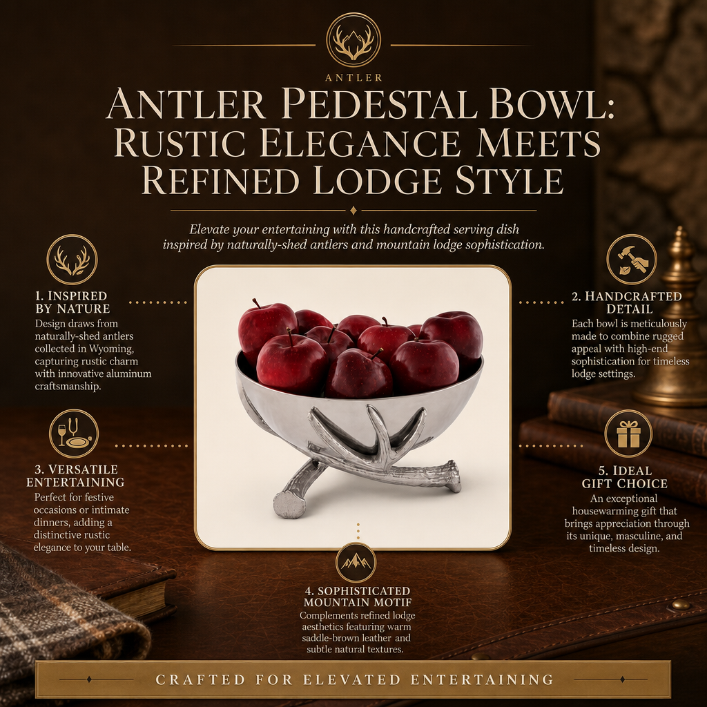 Antler Pedestal Bowl: Rustic Elegance Meets Refined Lodge Style