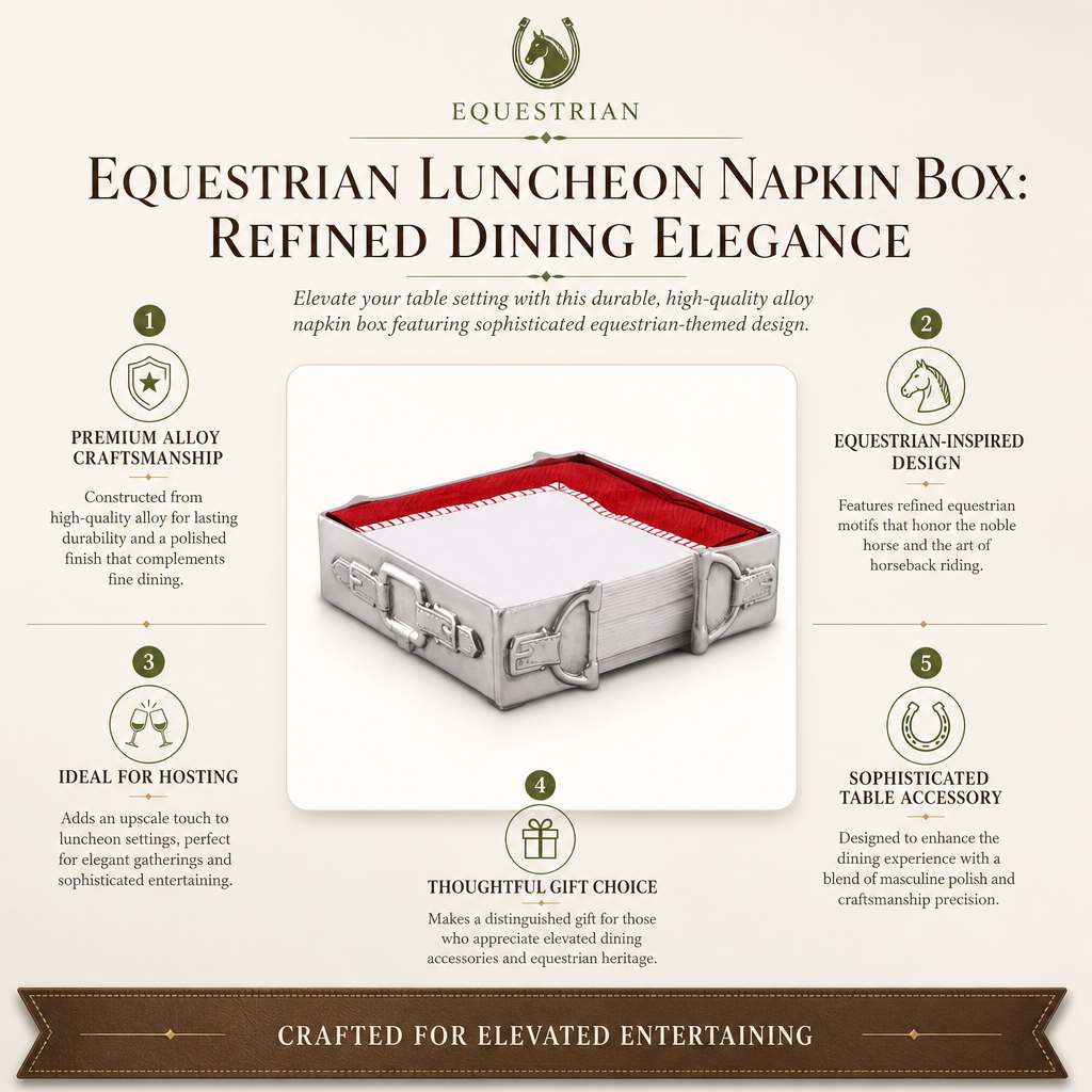 Equestrian Luncheon Napkin Box: Refined Dining Elegance