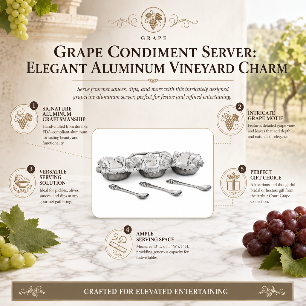 Grape Condiment Server: Elegant Aluminum Vineyard Charm