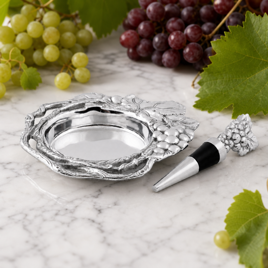 Grape Wine Coaster and Stopper Set 1
