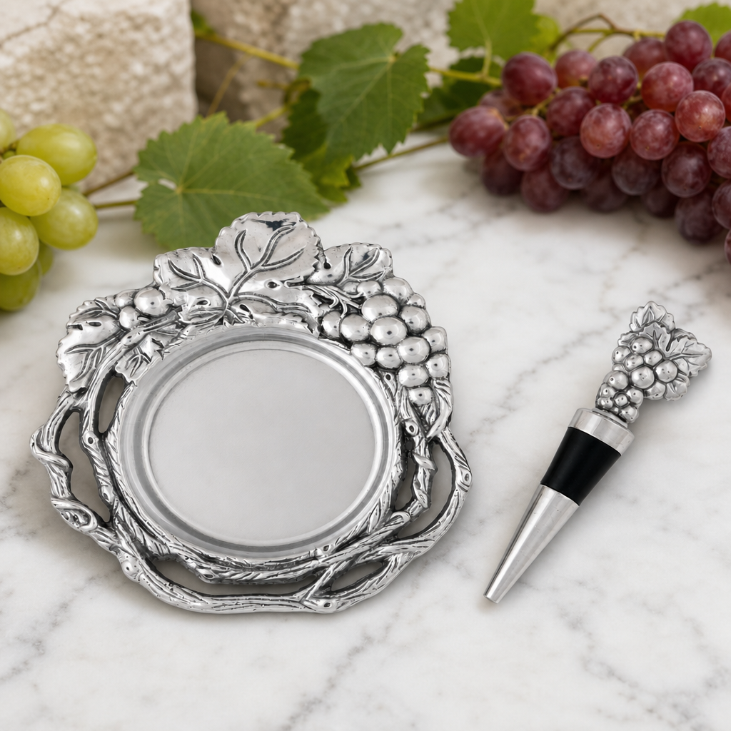 Grape Wine Coaster and Stopper Set 3