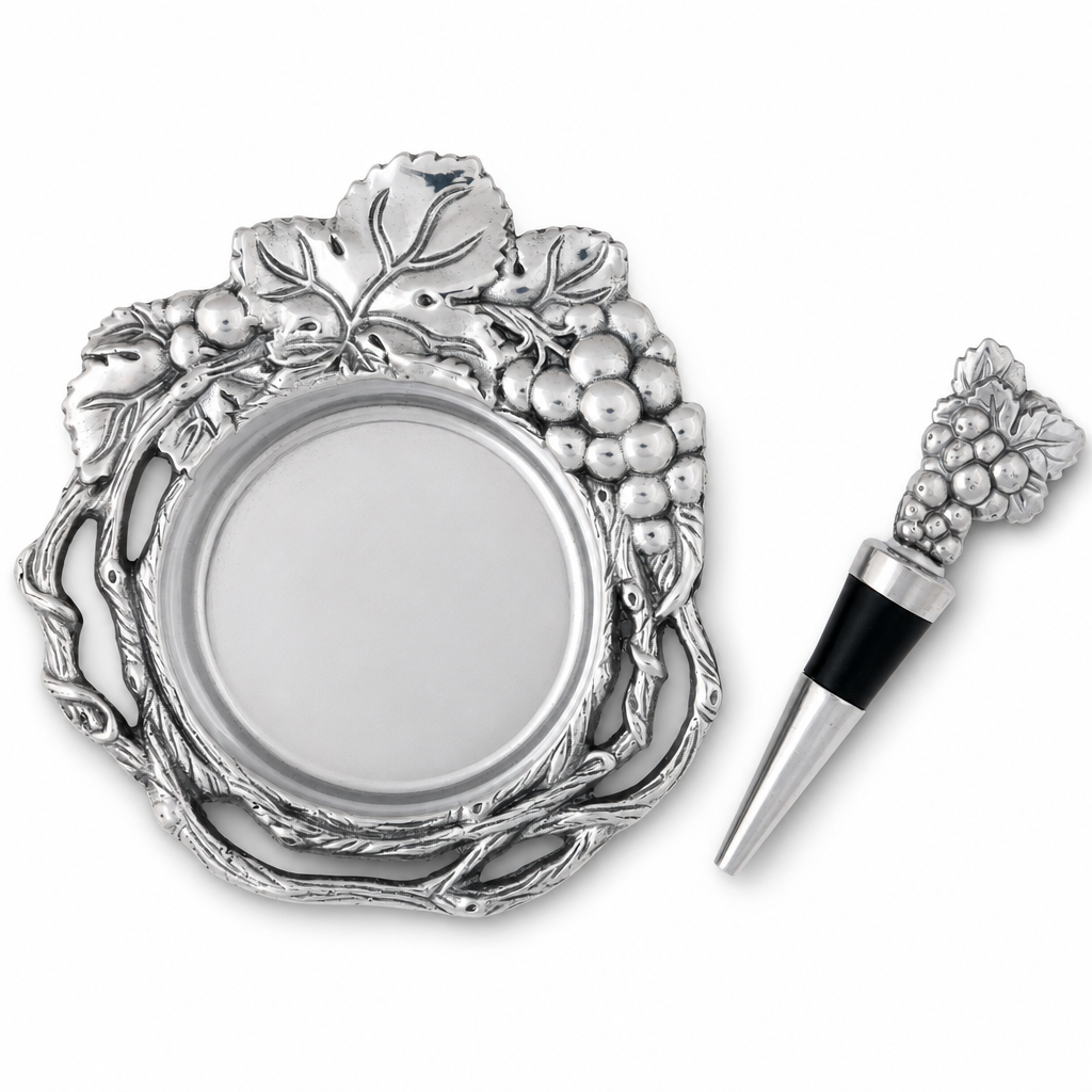 Grape Wine Coaster and Stopper Set 8