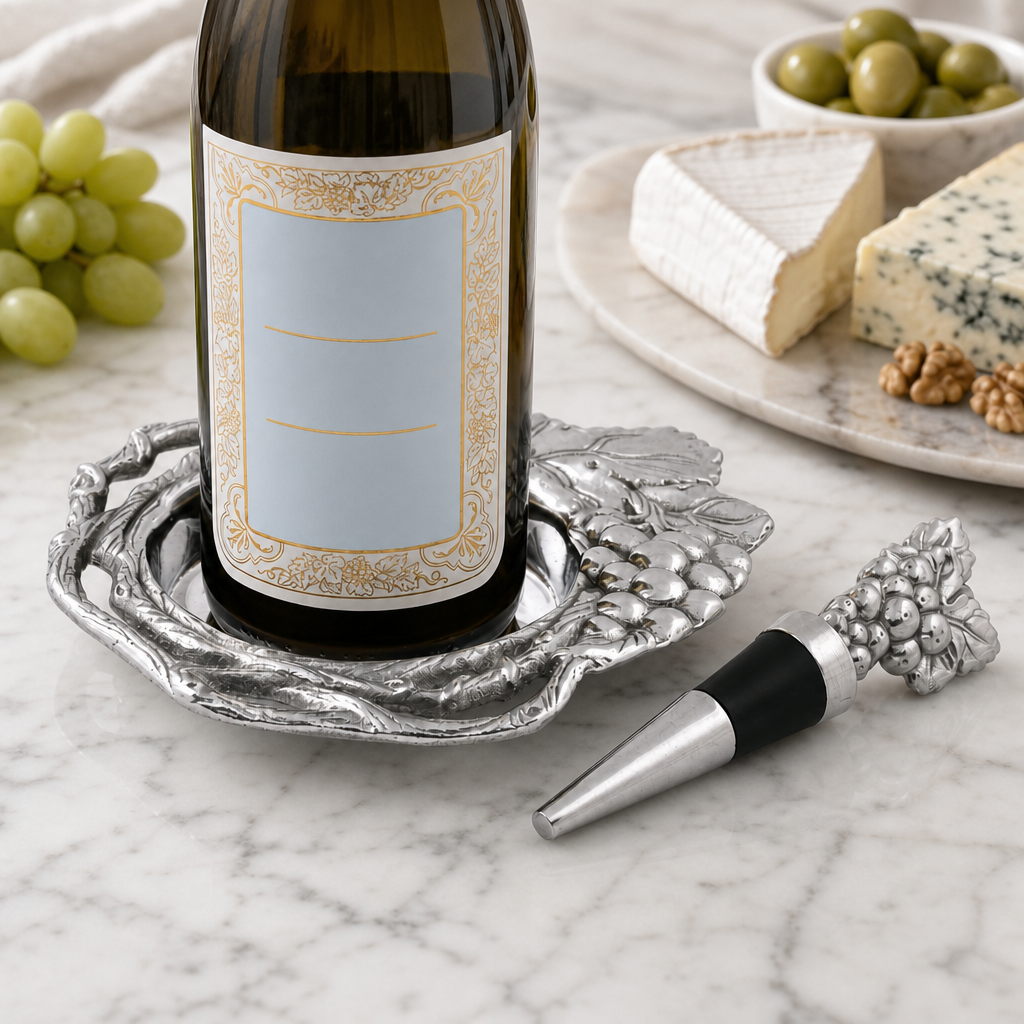 Grape Wine Coaster and Stopper Set 6