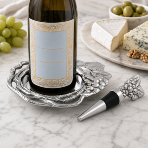 Grape Wine Coaster and Stopper Set 6