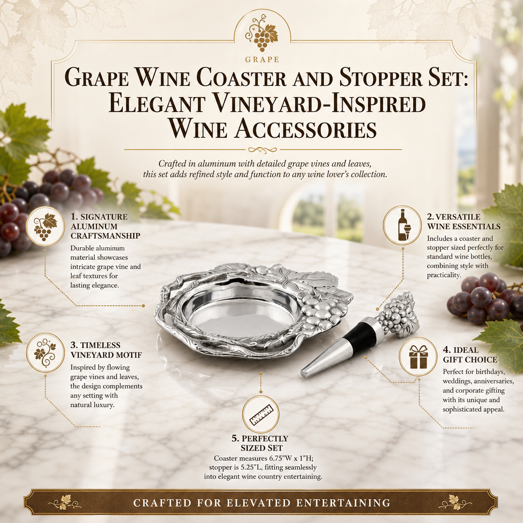 Grape Wine Coaster and Stopper Set 12