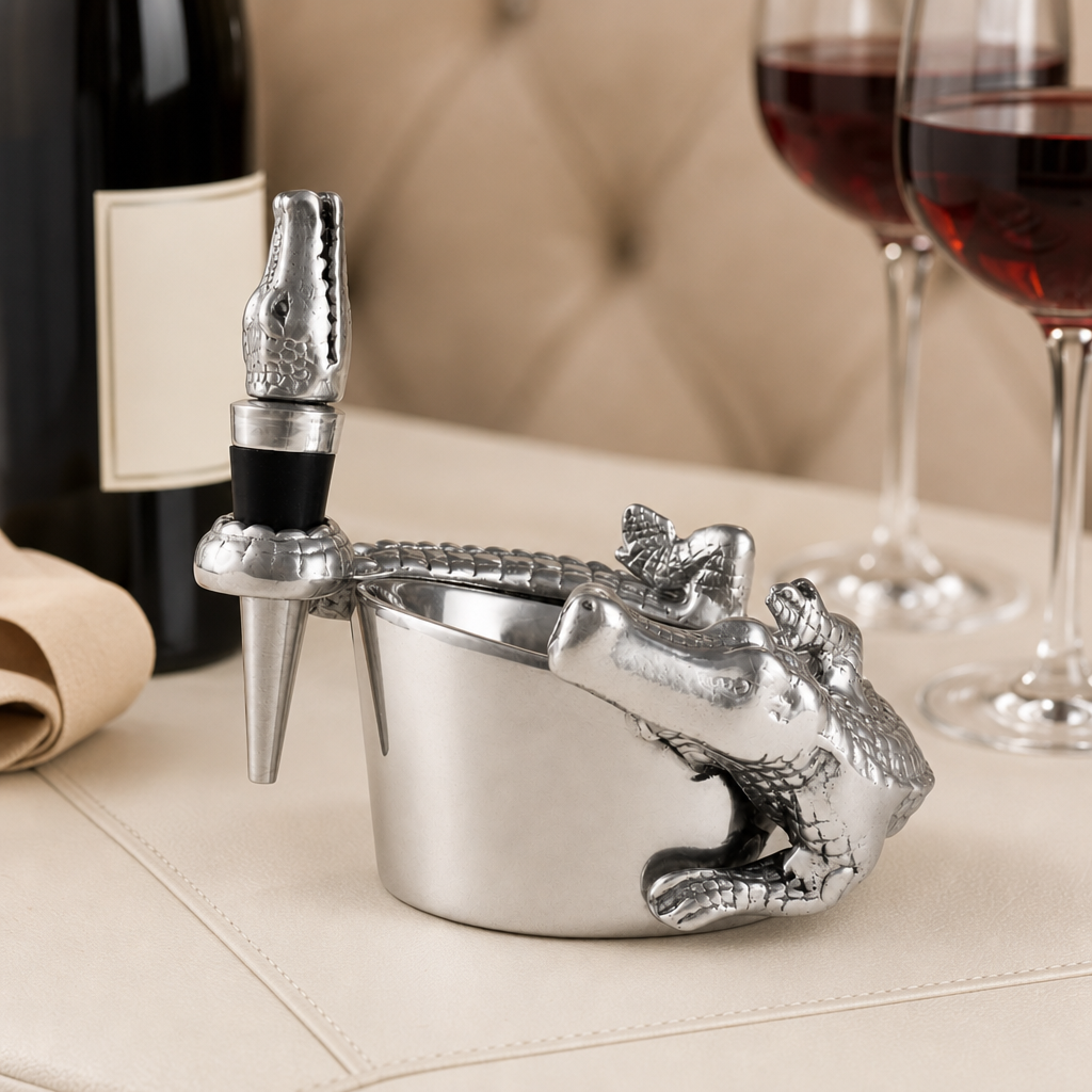 Alligator Wine Coaster and Stopper Set 2
