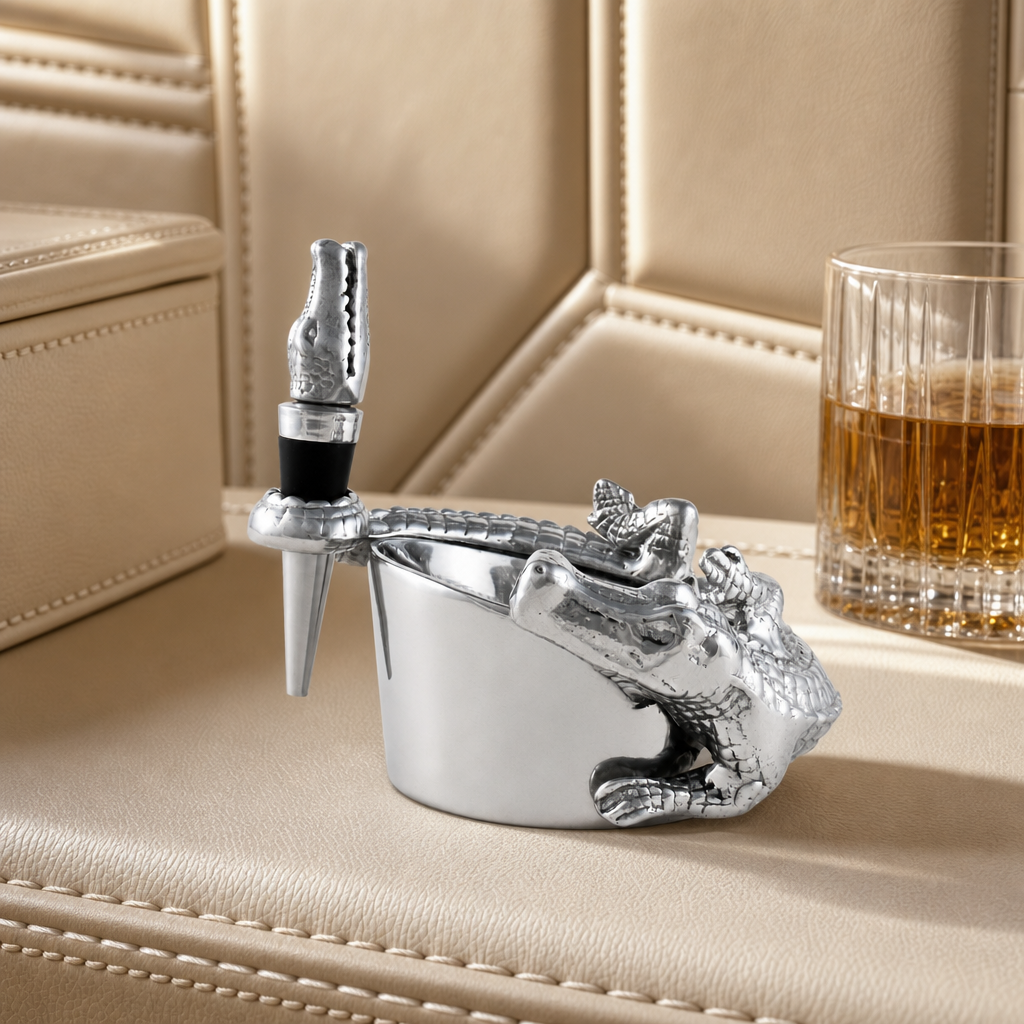 Alligator Wine Coaster and Stopper Set 1