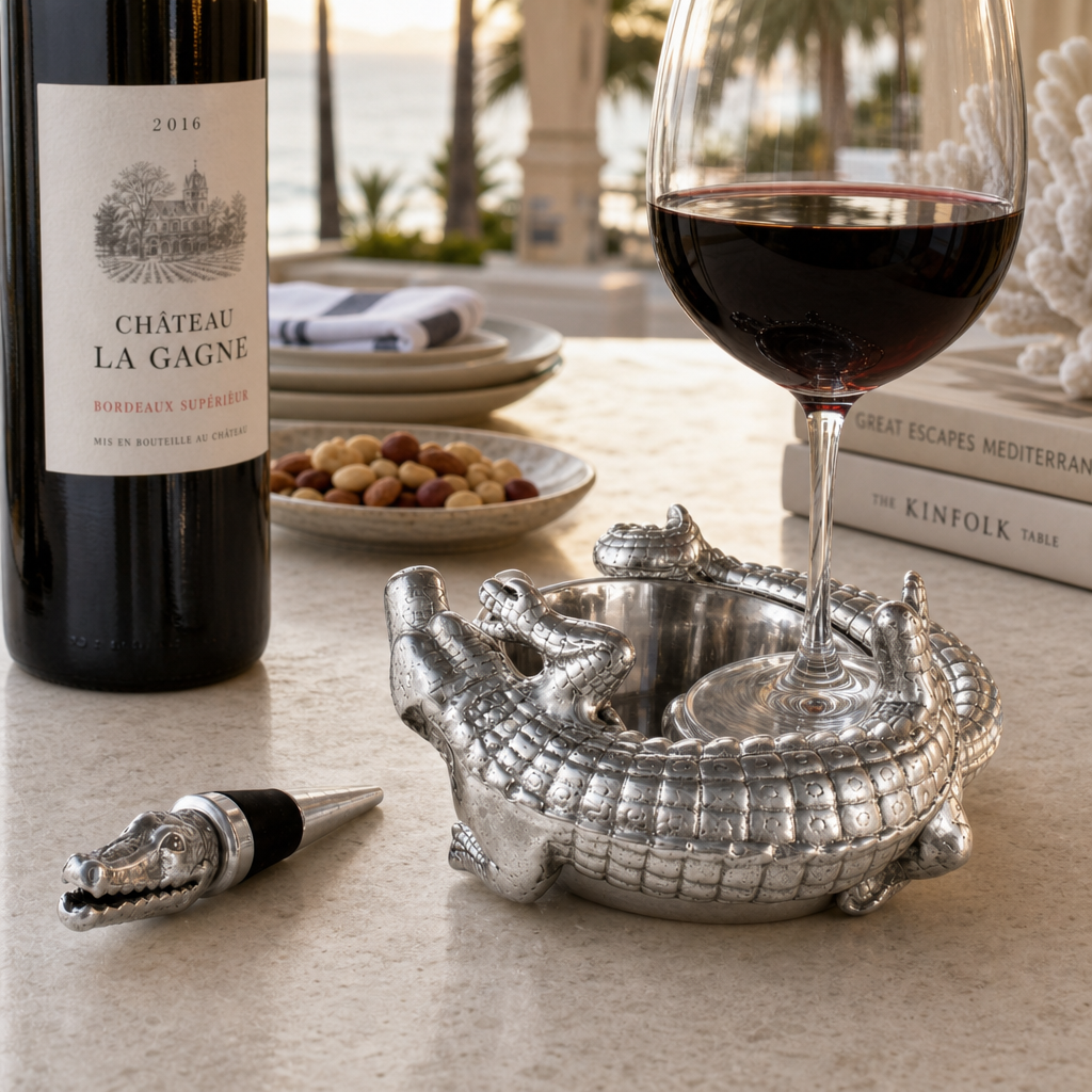 Alligator Wine Coaster and Stopper Set 5