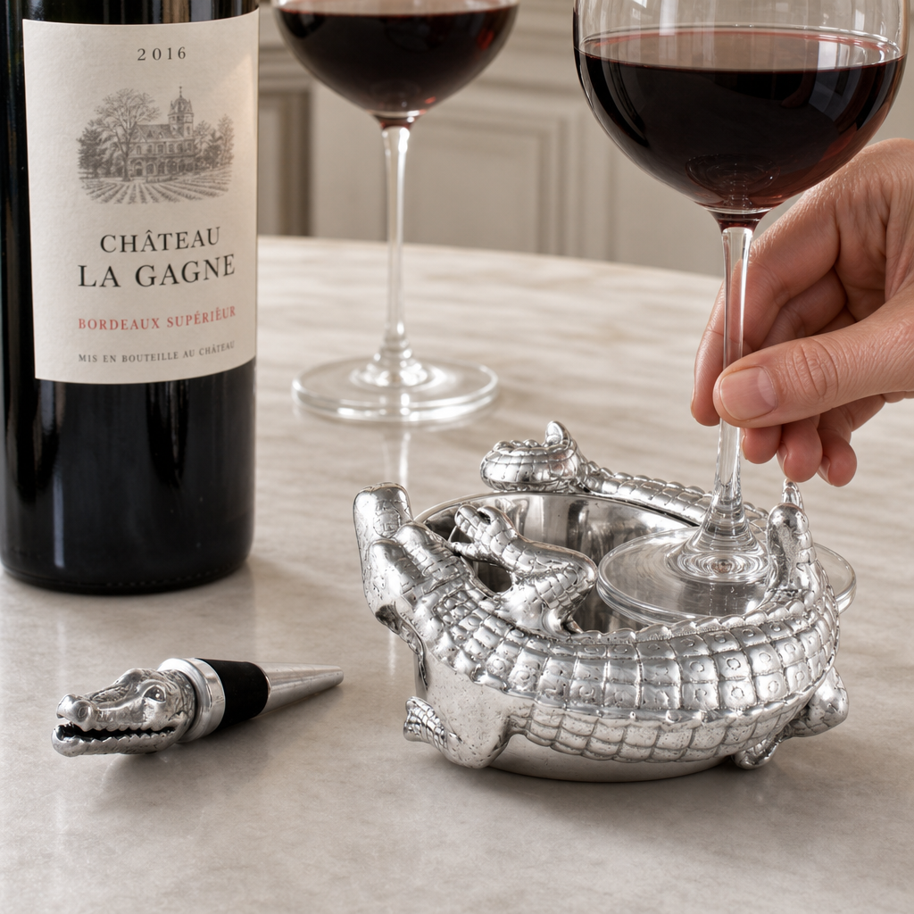 Alligator Wine Coaster and Stopper Set 7