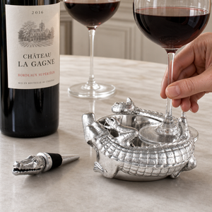 Alligator Wine Coaster and Stopper Set 7