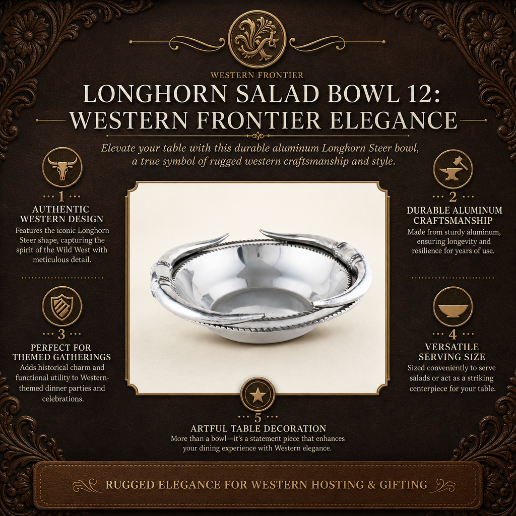 Longhorn Salad Bowl 12: Western Frontier Elegance