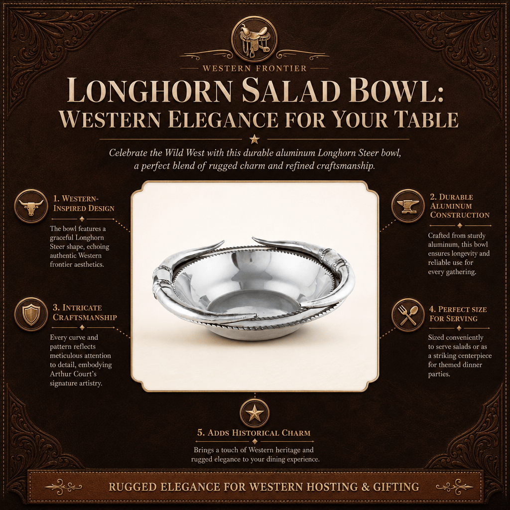 Longhorn Salad Bowl: Western Elegance for Your Table