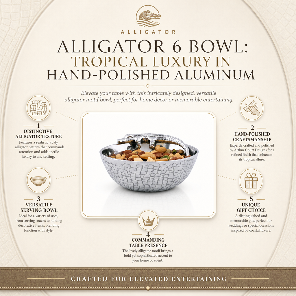 Alligator 6 Bowl: Tropical Luxury in Hand-Polished Aluminum