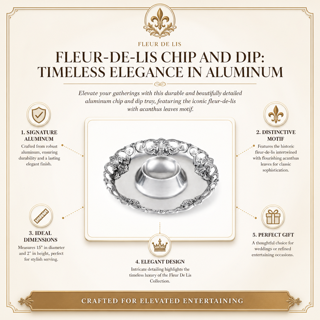 Fleur-De-Lis Chip and Dip: Timeless Elegance in Aluminum
