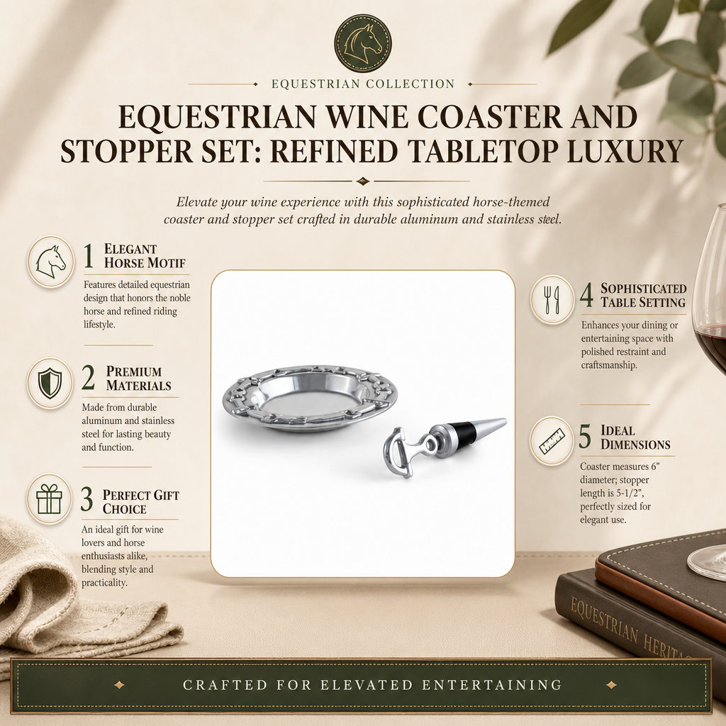 Equestrian Wine Coaster and Stopper Set: Refined Tabletop Luxury