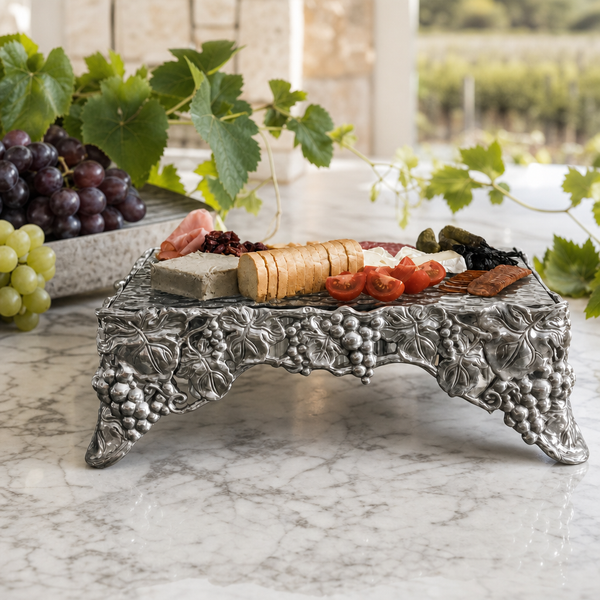 Arthur Court Grape Pedestal Sheet: Elegant Aluminum Design Perfect