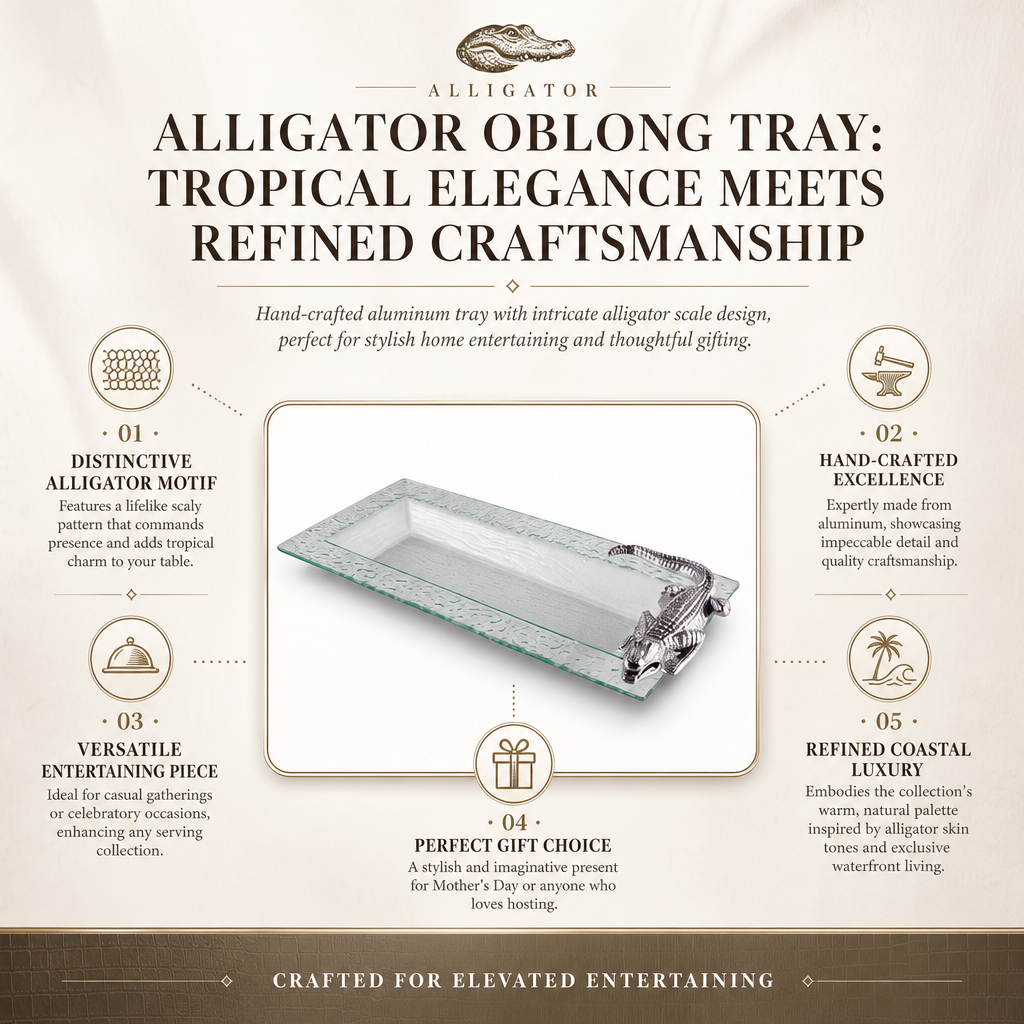 Alligator Oblong Tray: Tropical Elegance Meets Refined Craftsmanship