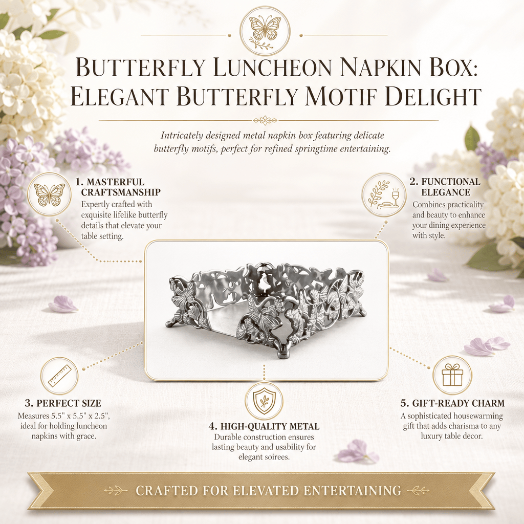 Butterfly Luncheon Napkin Box: Elegant Butterfly Motif Delight