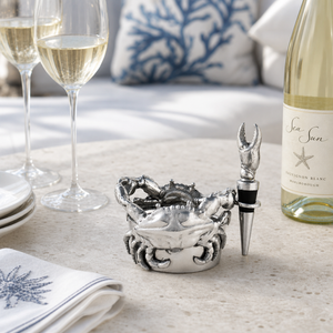 Crab Wine Caddy and Stopper Set 4