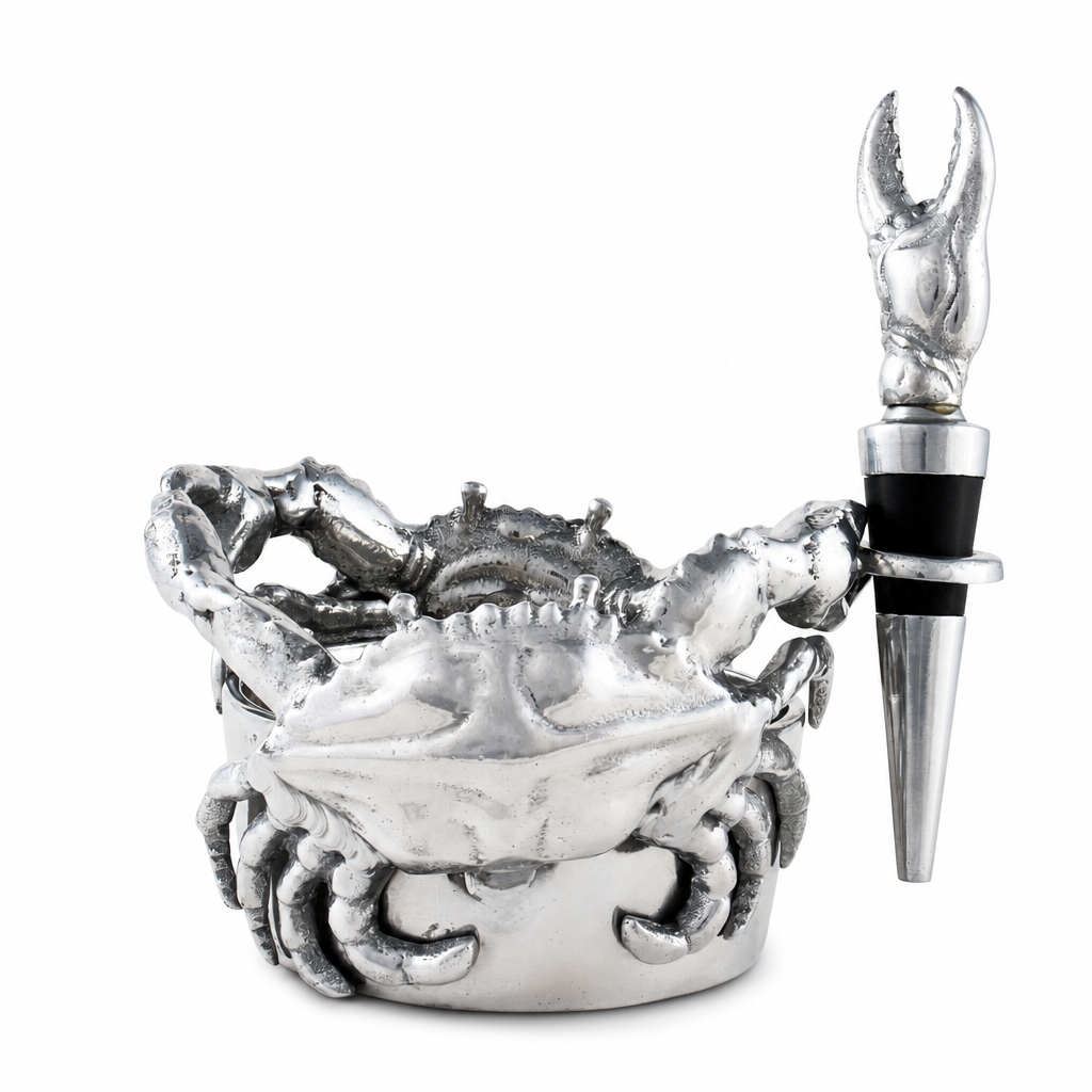 Crab Wine Caddy and Stopper Set 1