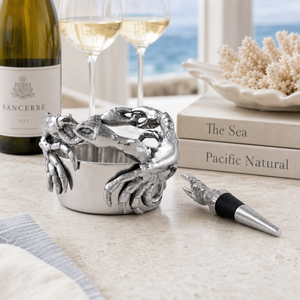 Crab Wine Caddy and Stopper Set 6