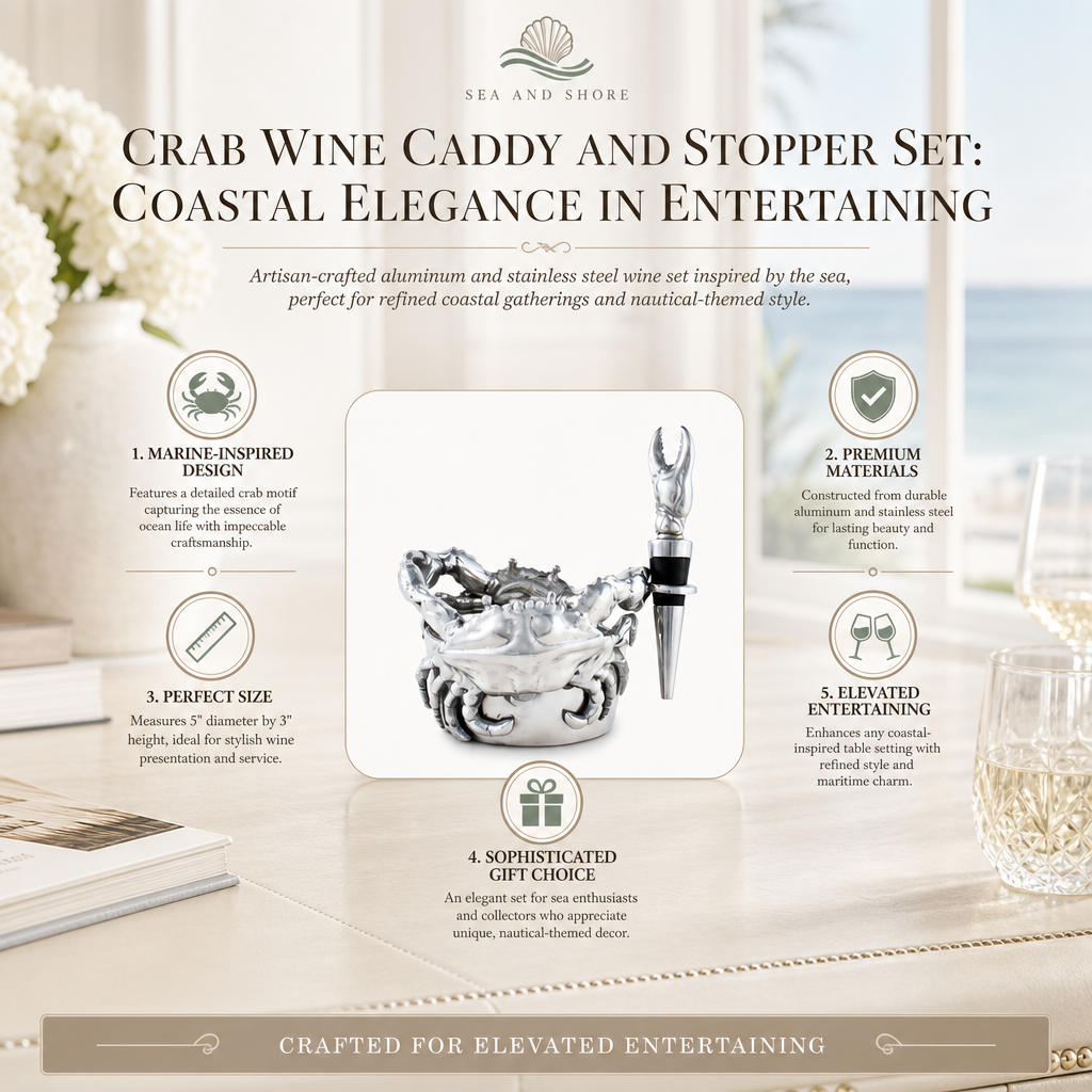 Crab Wine Caddy and Stopper Set 16
