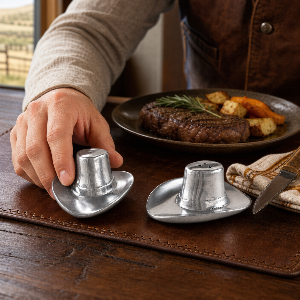 Cowboy Hat Salt and Pepper Set 4