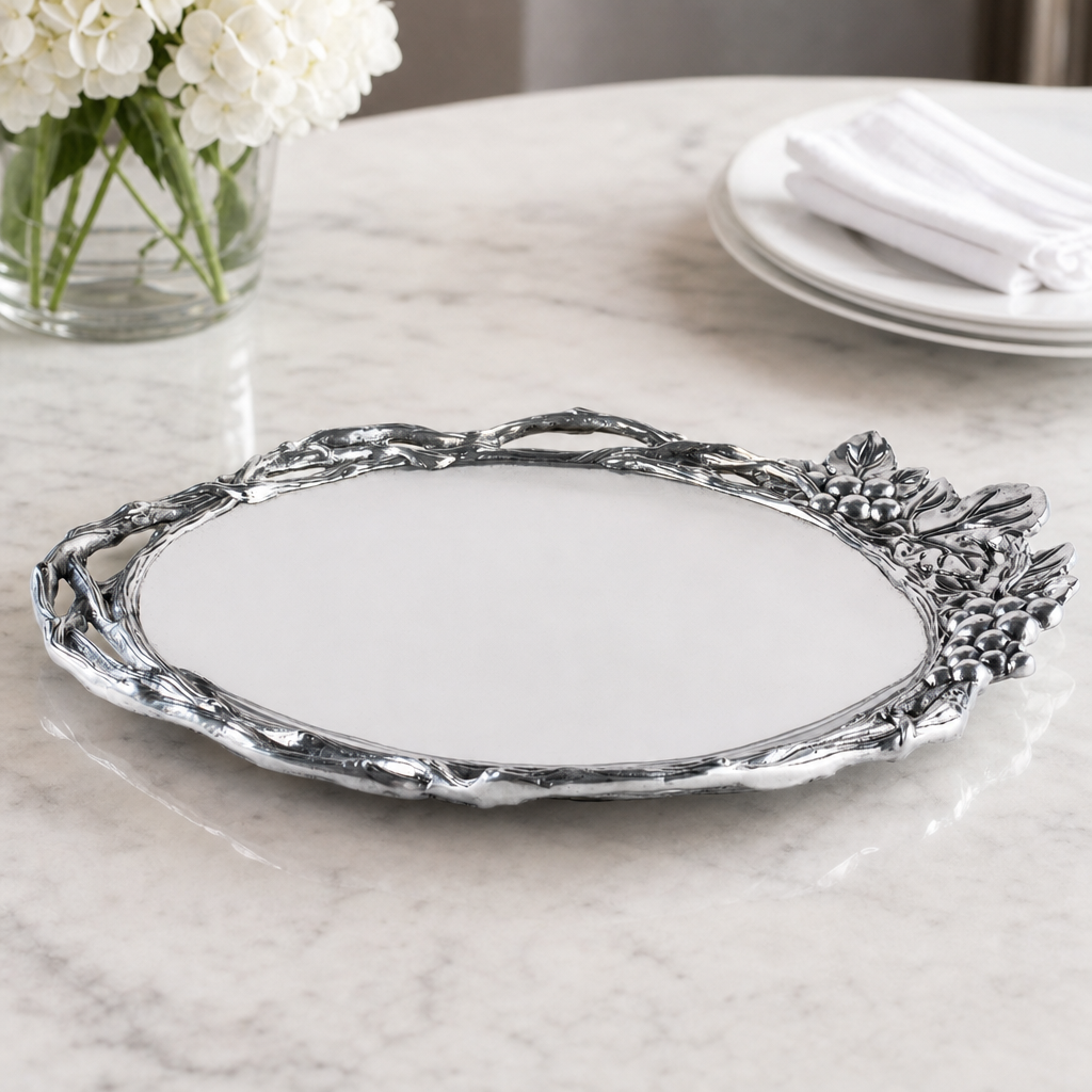 Grape Open Vine Round Tray Large 8