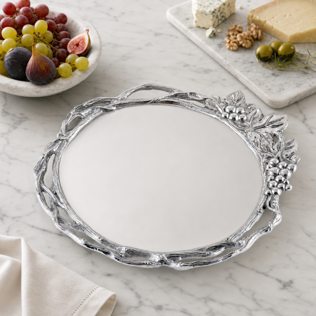 Grape Open Vine Round Tray Large 7