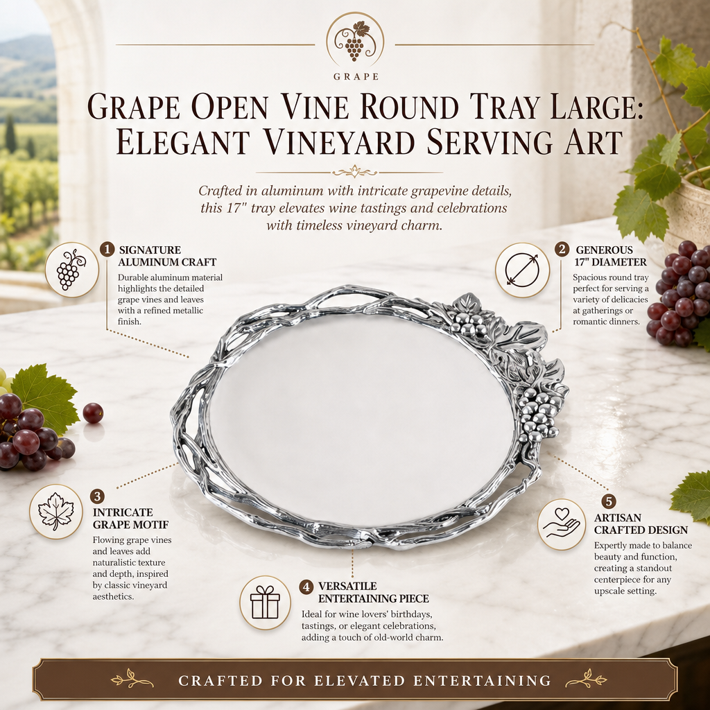 Grape Open Vine Round Tray Large 9