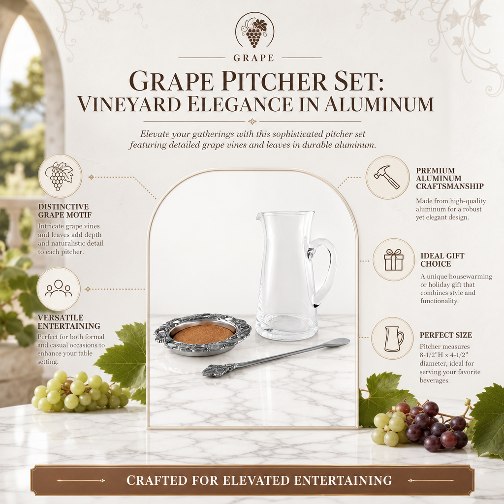 Grape Pitcher Set: Vineyard Elegance in Aluminum