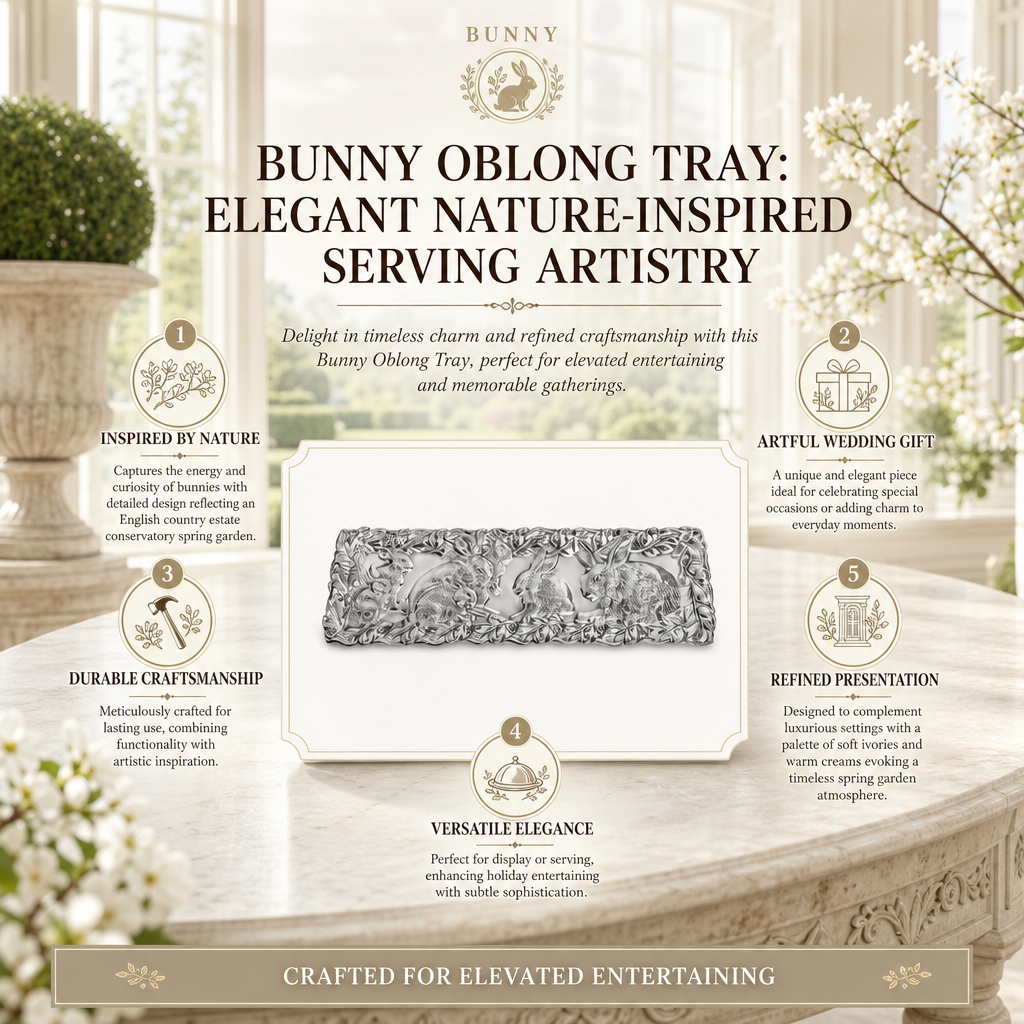 Bunny Oblong Tray: Elegant Nature-Inspired Serving Artistry
