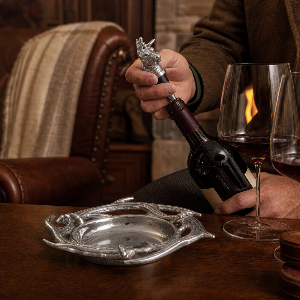 Antler Wine Coaster and Stopper Set 3