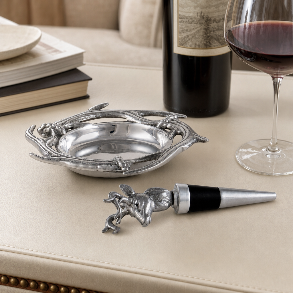 Antler Wine Coaster and Stopper Set 2