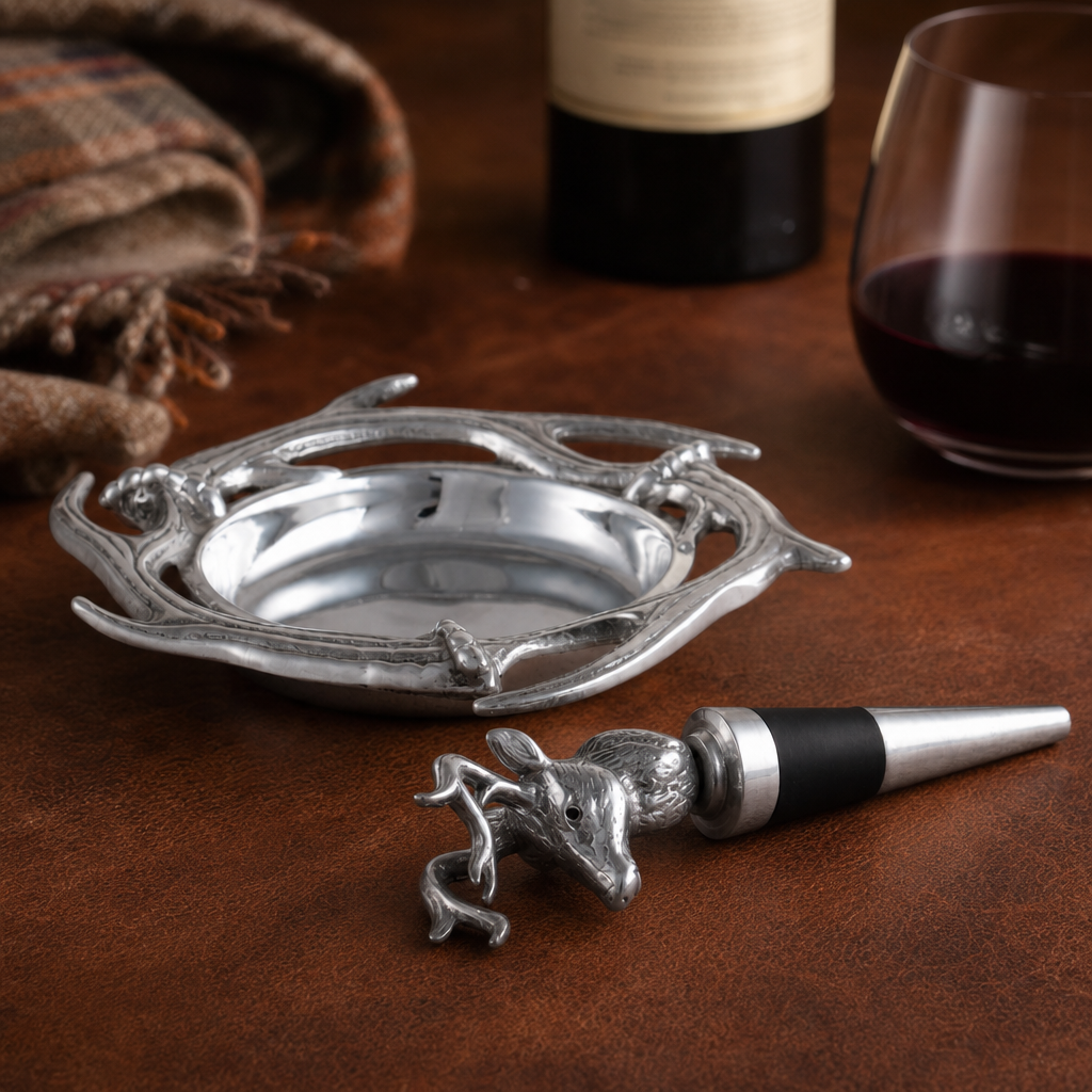Antler Wine Coaster and Stopper Set 1