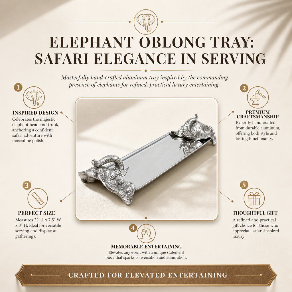 Elephant Oblong Tray: Safari Elegance in Serving