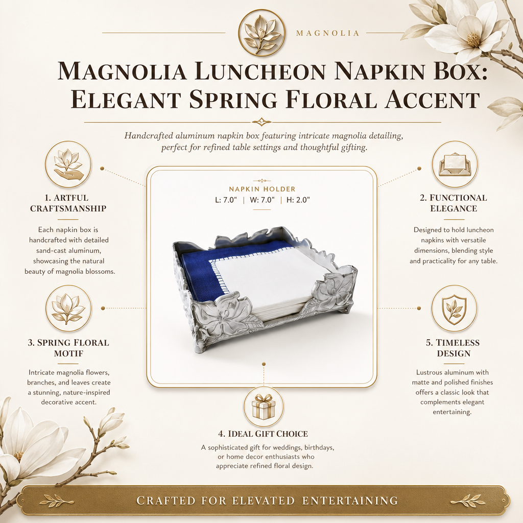 Magnolia Luncheon Napkin Box: Elegant Spring Floral Accent