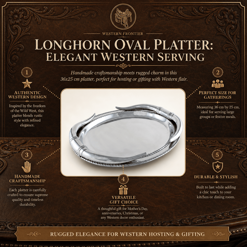 Longhorn Oval Platter: Elegant Western Serving