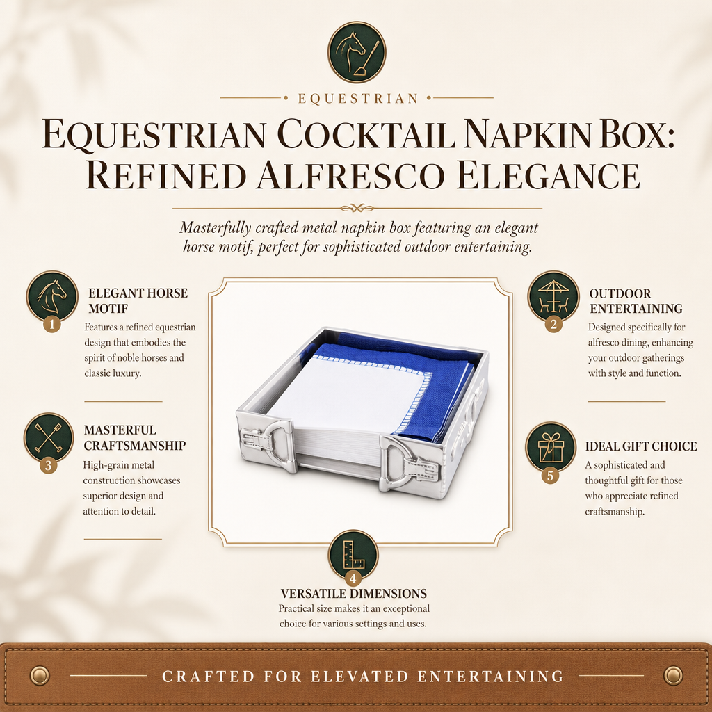 Equestrian Cocktail Napkin Box: Refined Alfresco Elegance