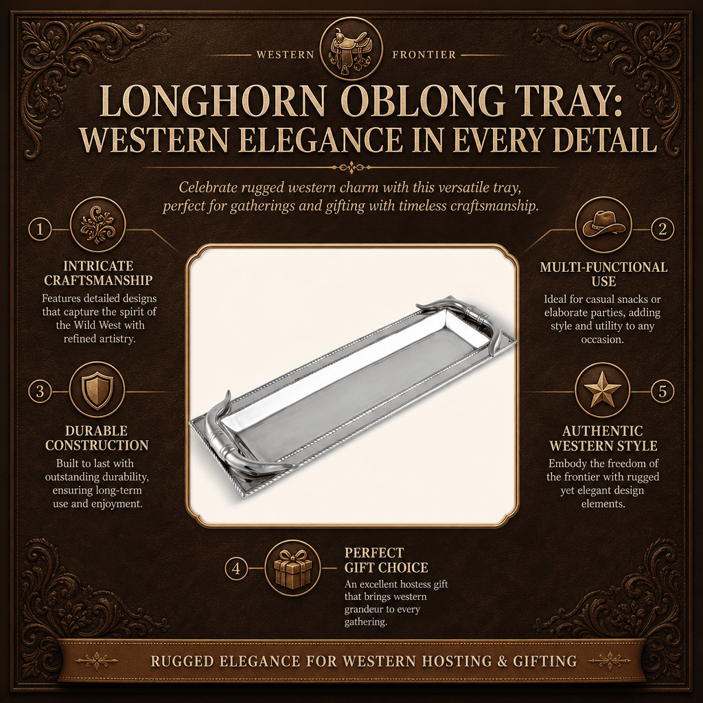 Longhorn Oblong Tray: Western Elegance in Every Detail