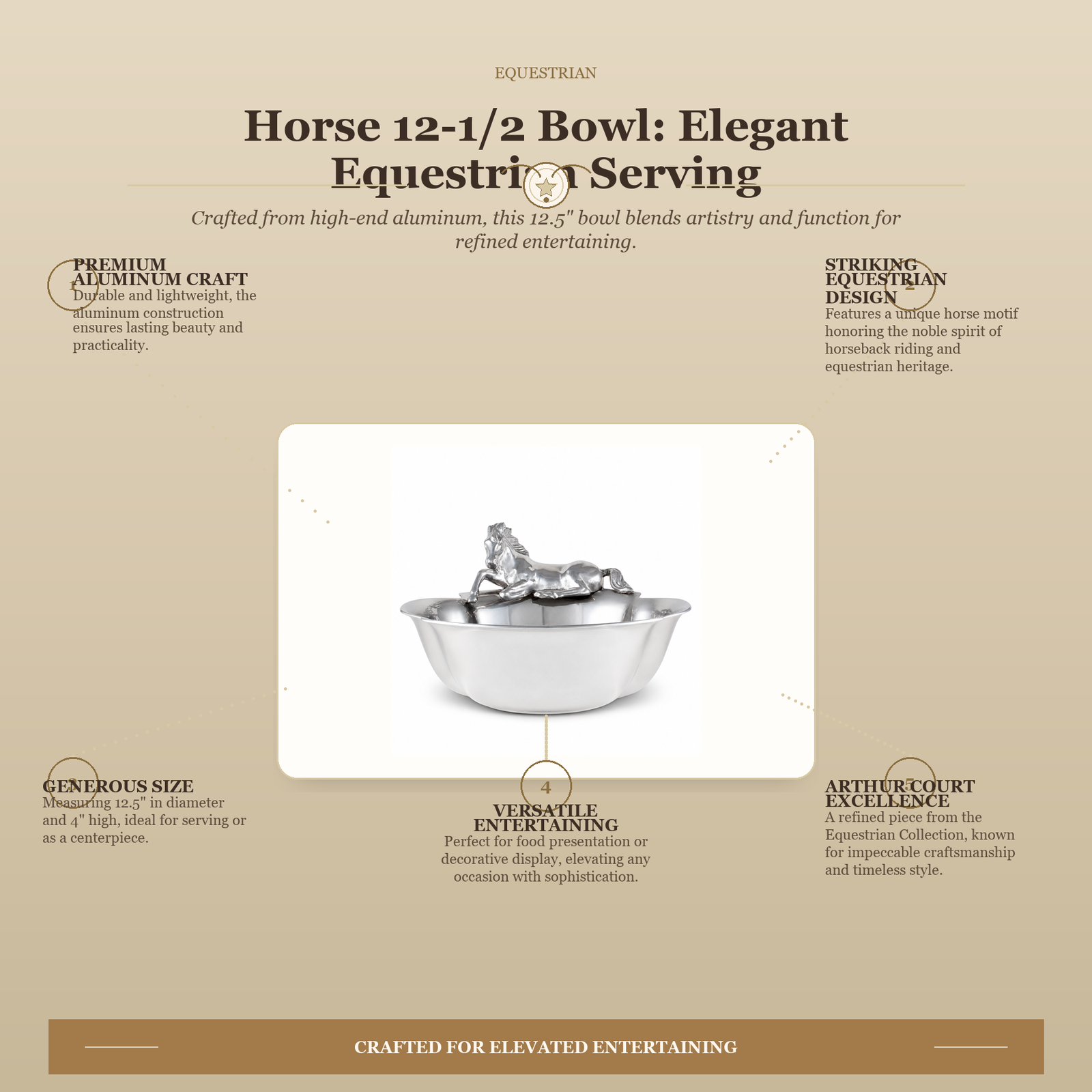 Horse 12-1/2 Bowl: Elegant Equestrian Serving